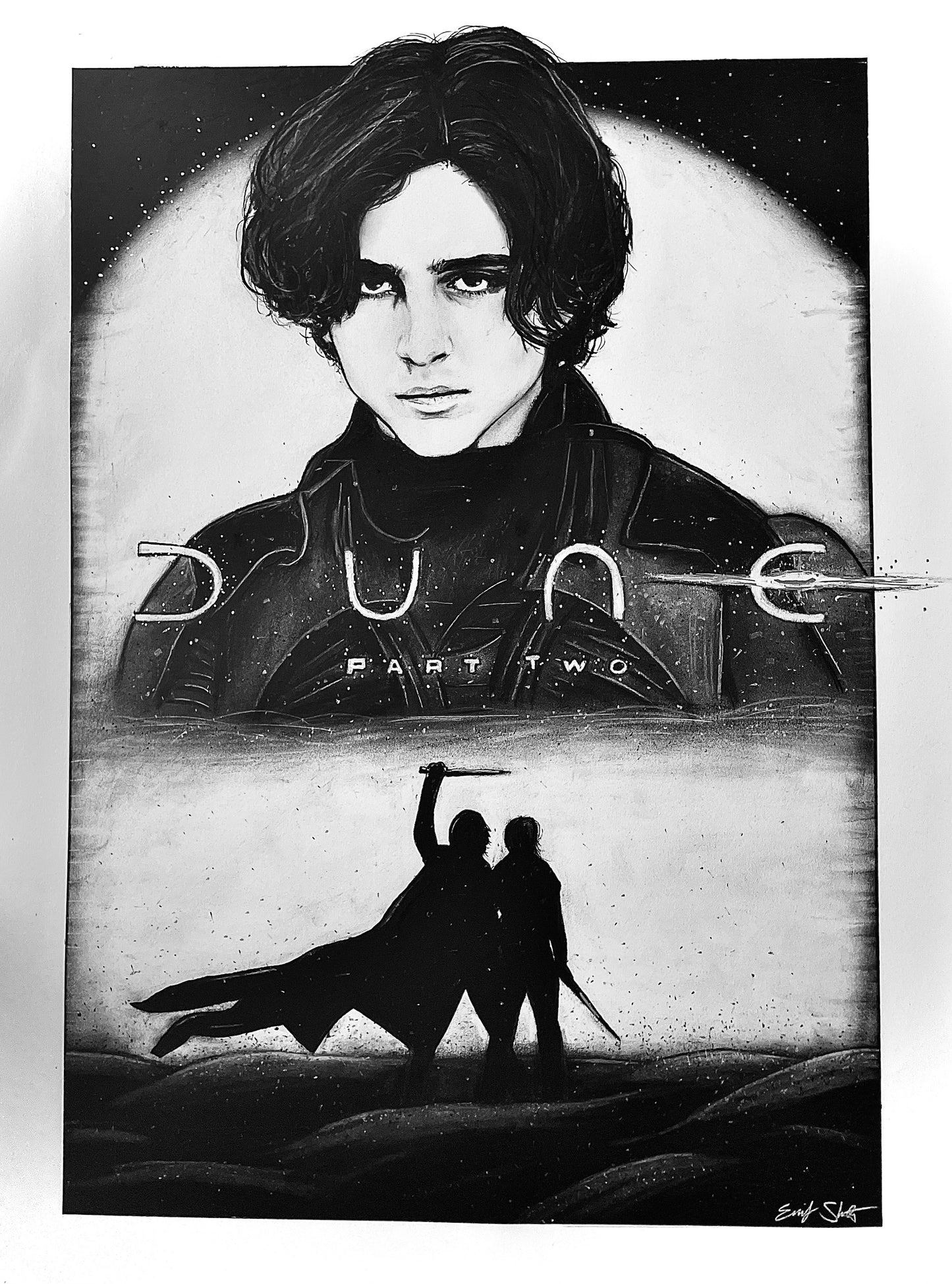 CHARCOAL ORIGINAL DUNE PART TWO POSTER - NOTICED BY THE OFFICIAL DUNE ACCOUNT x2