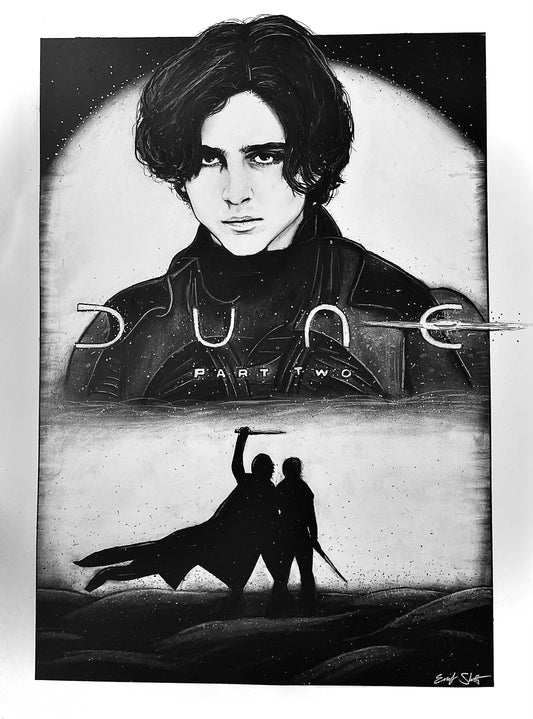 CHARCOAL ORIGINAL DUNE PART TWO POSTER - NOTICED BY THE OFFICIAL DUNE ACCOUNT x2