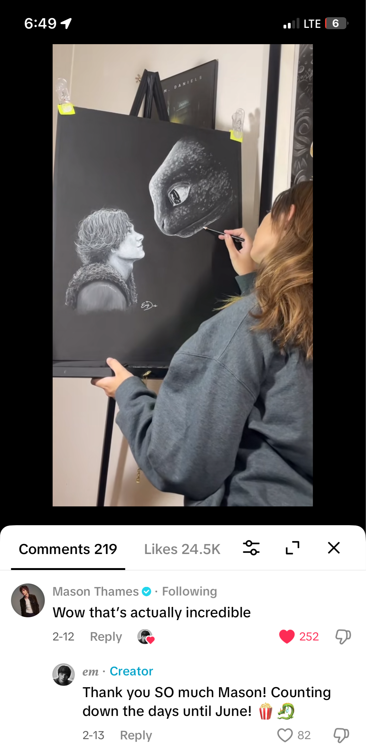 HTTYD ORIGINAL CHARCOAL POSTER (MASON THAMES)