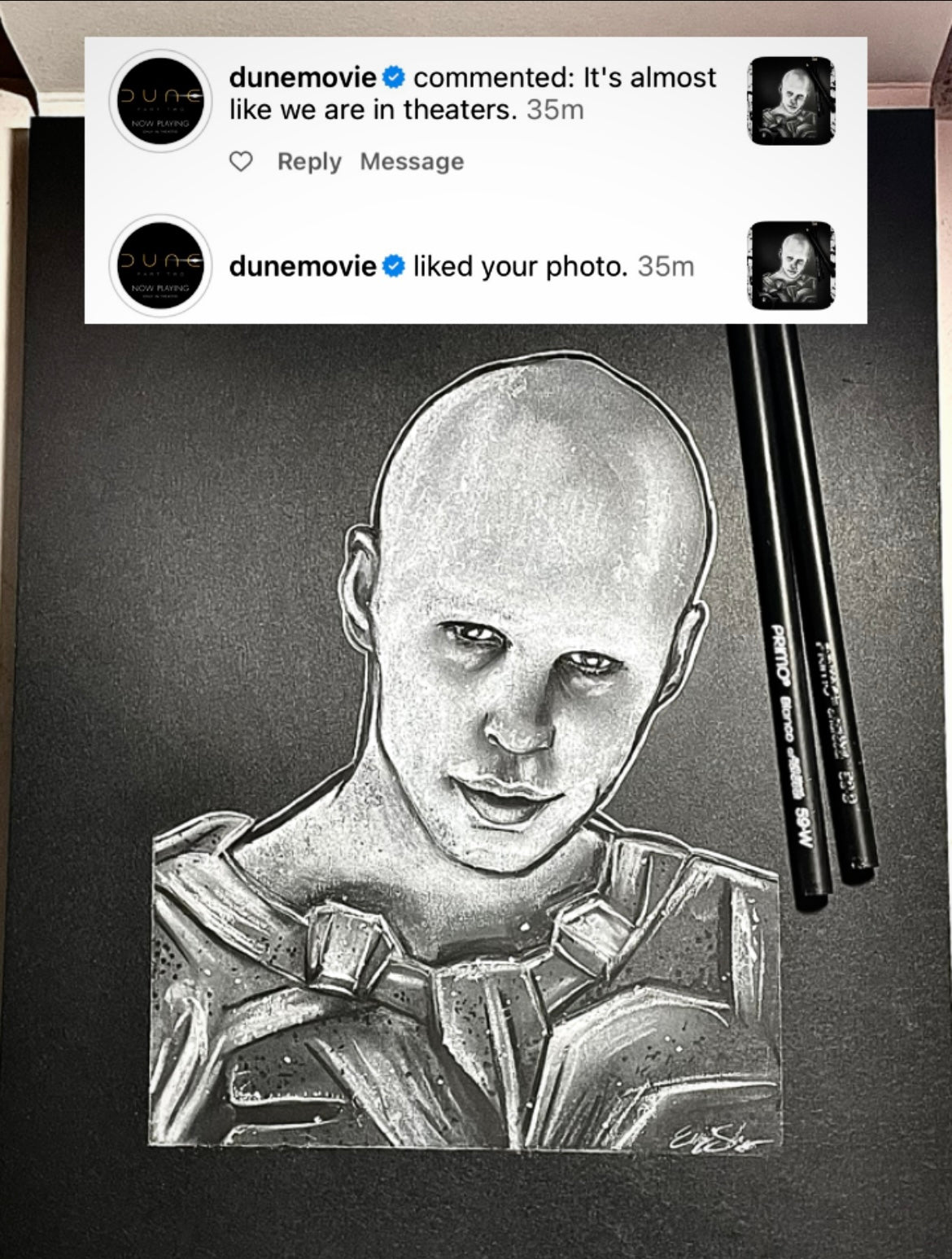 FEYD- RAUTHA 8 x 10 ORIGINAL DRAWING (Austin Butler) DUNE PART TWO