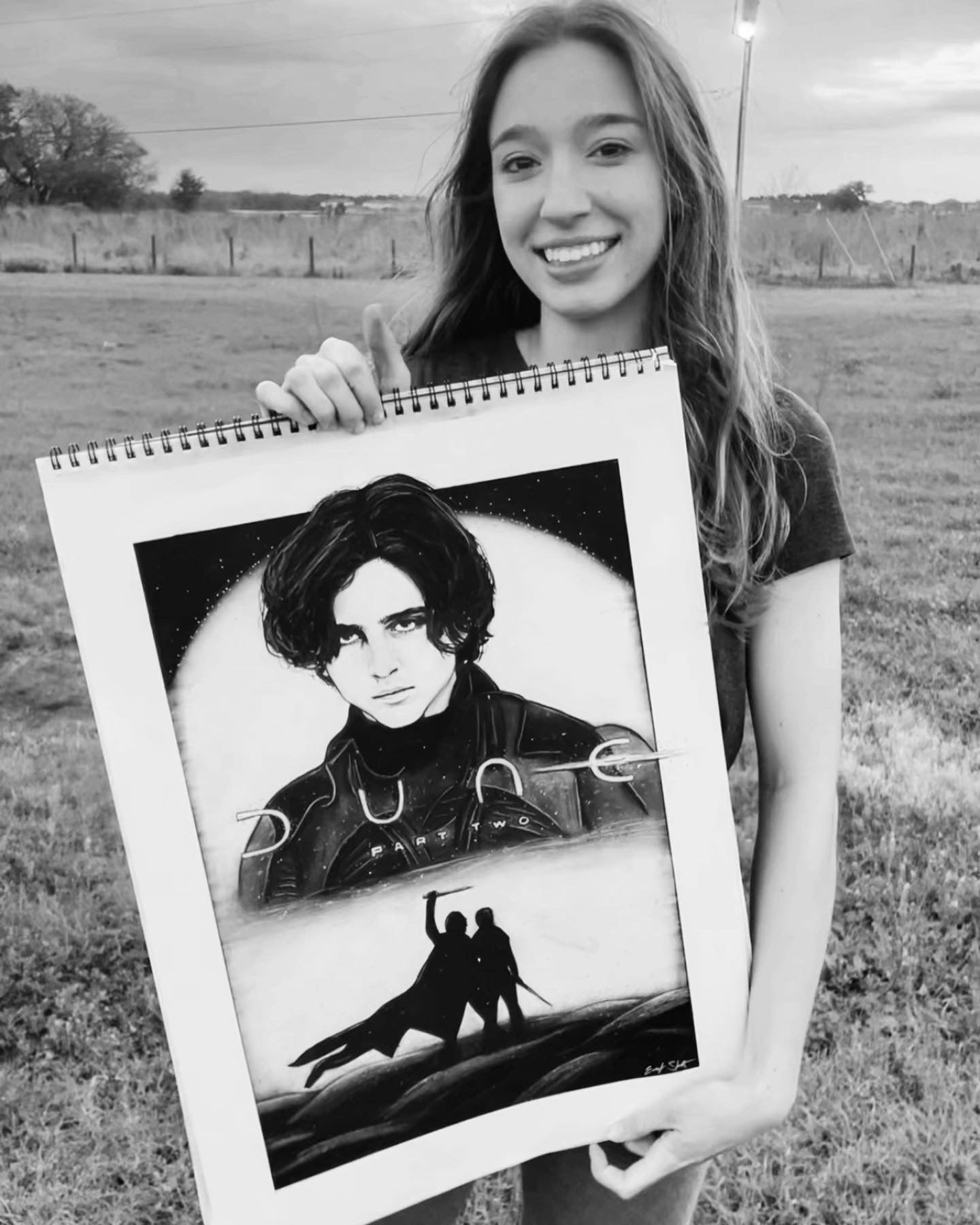CHARCOAL ORIGINAL DUNE PART TWO POSTER - NOTICED BY THE OFFICIAL DUNE ACCOUNT x2